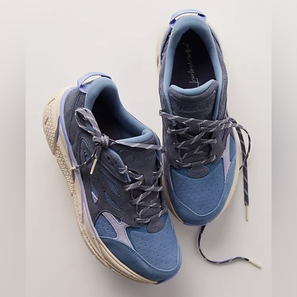 HOKA x FP Movement Suede Clifton 9 Blue Sneakers